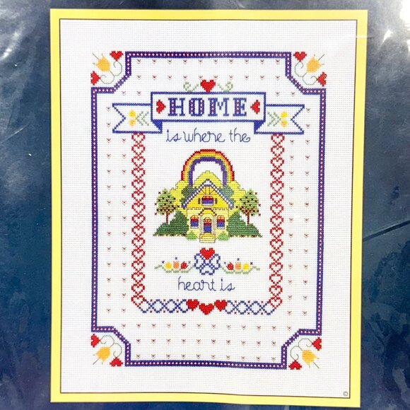 Sunset Counted Cross Stitch Kit "Home Is Where the Heart Is" New/Sealed (1984) - Picture 2 of 6